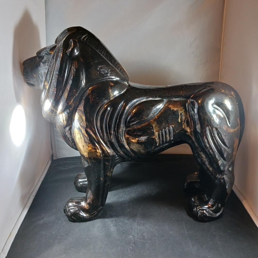 MCM Royal Haeger Lion Black Gold Metallic Ceramic